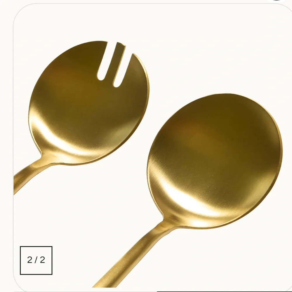 Taja Collection Elegant Gold Salad Server Set, new in sealed box
